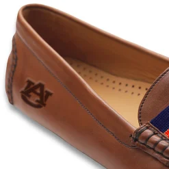 Auburn Surcingle Driving Shoes (Dark Navy-Orange) (Chestnut Leather-Logo)
