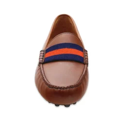 Auburn Surcingle Driving Shoes (Dark Navy-Orange) (Chestnut Leather-Logo)
