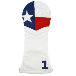 Big Texas Flag Driver Headcover (White Leather)