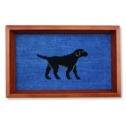 Black Lab Walking Valet Tray (Blueberry) (Chestnut Wood)
