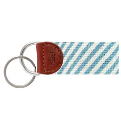 Blue Seersucker Key Fob