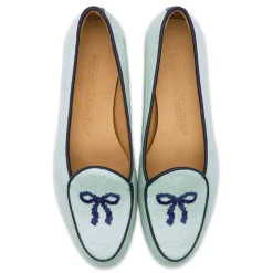 Bow Women's Linen Belgian Loafers (Mist Linen)