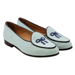 Bow Women's Linen Belgian Loafers (Mist Linen)