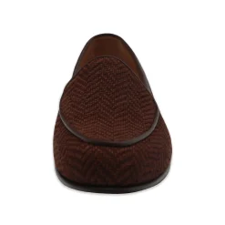 Brown Herringbone Belgian Loafers