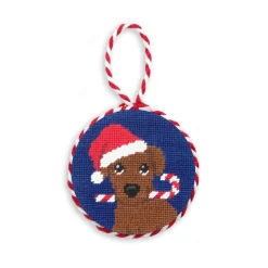 Christmas Chocolate Lab Ornament (Classic Navy)