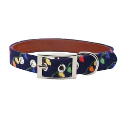 Christmas Lights Dog Collar (Dark Navy)