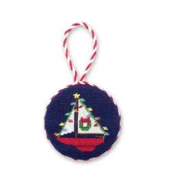 Christmas Sailboat Ornament (Dark Navy)