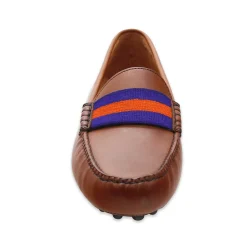 Clemson Surcingle Driving Shoes (Purple-Orange) (Chestnut Leather-Logo)