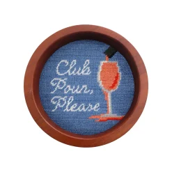 Club Pour Please Rose Wine Bottle Coaster (Stream Blue)