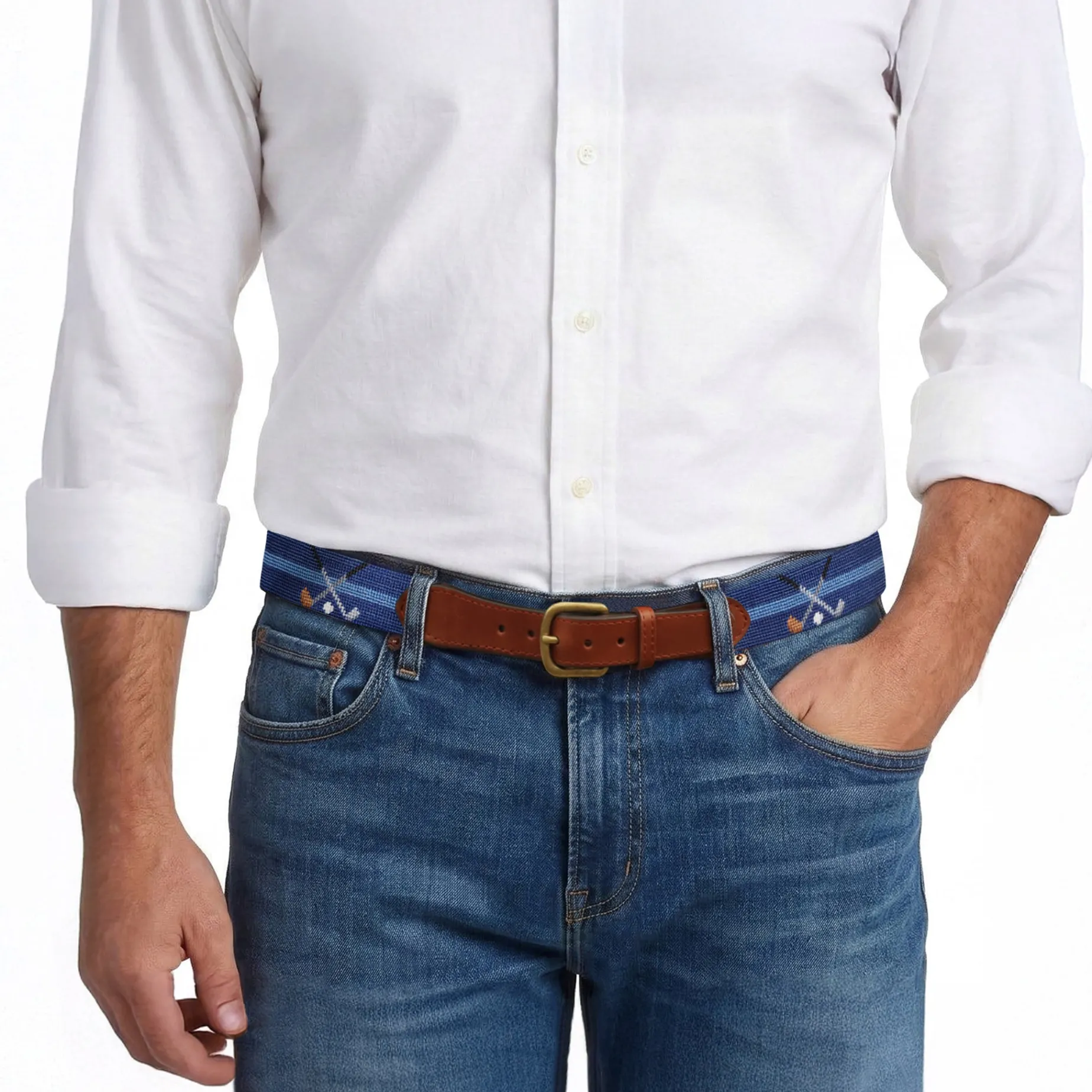 Crossed Clubs Belt (Classic Navy)