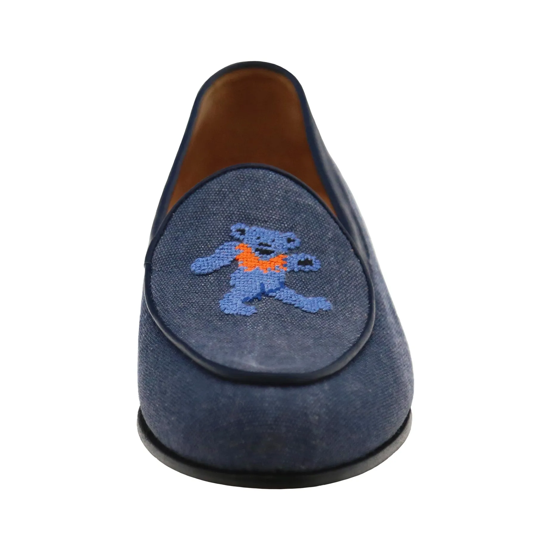 Dancing Bears Canvas Belgian Loafers (Slate Canvas) (Marine Leather)