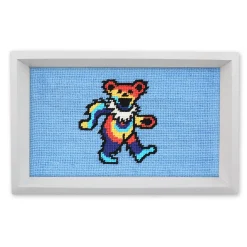 Dancing Bear Tie Dye Valet Tray (Light Blue) (White Wood)