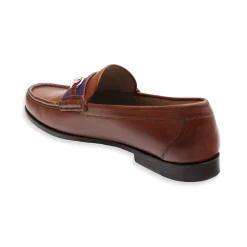 Darcy Stripe Downing Bit Loafers (Dark Navy-Light Blue) (Chestnut Leather)