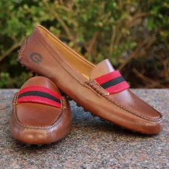 Georgia Surcingle Driving Shoes (Red-Black) (Chestnut Leather-Logo)