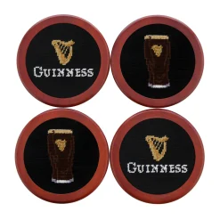 Guinness Harp Text-Glass Coasters (Black)