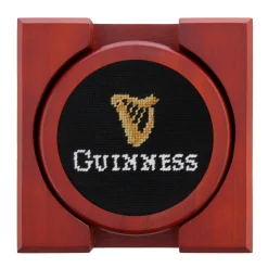 Guinness Harp Text-Glass Coasters (Black)