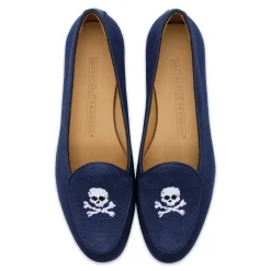 Jolly Roger Women's Linen Belgian Loafers (Navy Linen)