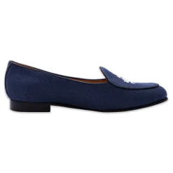 Jolly Roger Women's Linen Belgian Loafers (Navy Linen)