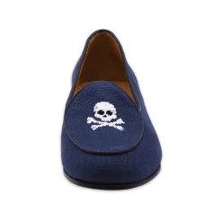 Jolly Roger Women's Linen Belgian Loafers (Navy Linen)