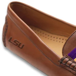 LSU Surcingle Driving Shoes (Purple-Yellow) (Chestnut Leather - Logo)