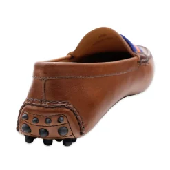 Michigan Surcingle Driving Shoes (Classic Navy-Yellow) (Chestnut Leather-Logo)