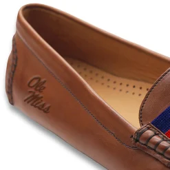 Mississippi Surcingle Driving Shoes (Dark Navy-Red) (Chestnut Leather-Logo)