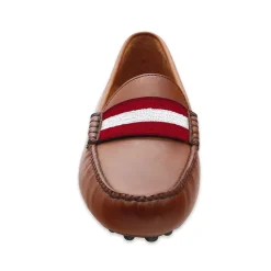 Oklahoma Surcingle Driving Shoes (Garnet-White) (Chestnut Leather - Logo)
