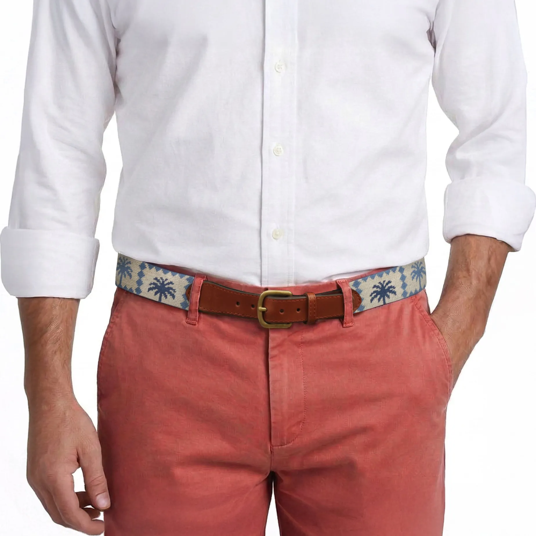 Palms Belt (Light Khaki-Steel Blue)