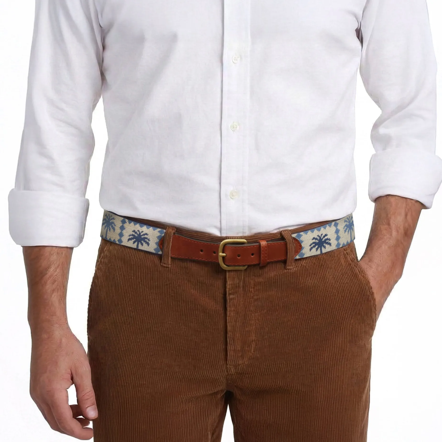 Palms Belt (Light Khaki-Steel Blue)
