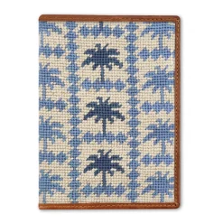 Palms Passport Case (Light Khaki-Steel Blue)