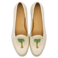 Palm Tree Women's Linen Belgian Loafers (Natural Linen)