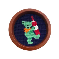 Red Wine Dancing Bear Wine Bottle Coaster (Dark Navy)