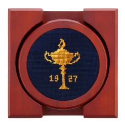 Ryder Cup 1927 Trophy-American Flag-EU Flag Coasters (Dark Navy)