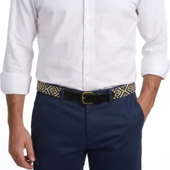 Scarsdale Belt (Black-Light Khaki) (Black Leather)