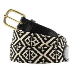 Scarsdale Belt (Black-Light Khaki) (Black Leather)