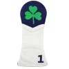 Shamrock Driver Headcover (Dark Navy) (White Leather)
