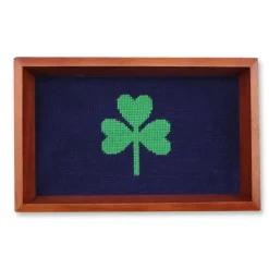 Shamrock Valet Tray (Dark Navy) (Chestnut Wood)