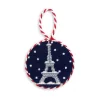Snowy Eiffel Tower Ornament (Dark Navy)