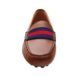 Surcingle Driving Shoes (Dark Navy-Red) (Chestnut Leather)