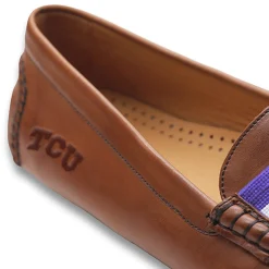TCU Surcingle Driving Shoes (Purple-White) (Chestnut Leather-Logo)