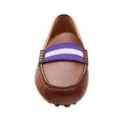 TCU Surcingle Driving Shoes (Purple-White) (Chestnut Leather-Logo)
