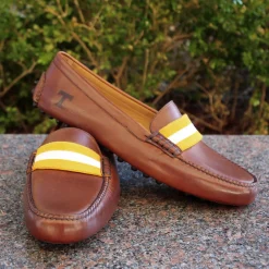 Tennessee Surcingle Driving Shoes (Orange-White) (Chestnut Leather-Logo)