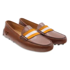 Tennessee Surcingle Driving Shoes (Orange-White) (Chestnut Leather-Logo)