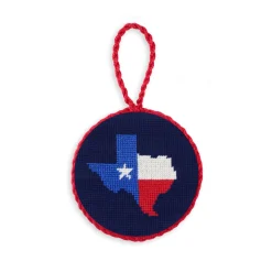 Texas Flag Map Ornament (Dark Navy)