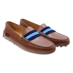 UNC Surcingle Driving Shoes (Dark Navy-Light Blue) (Chestnut Leather-Logo)