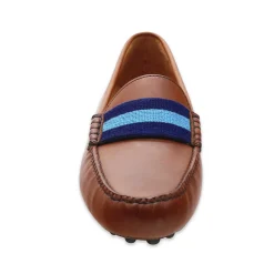 UNC Surcingle Driving Shoes (Dark Navy-Light Blue) (Chestnut Leather-Logo)