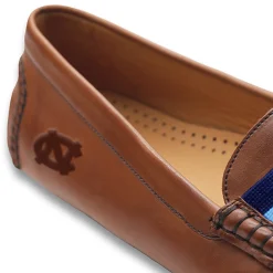 UNC Surcingle Driving Shoes (Dark Navy-Light Blue) (Chestnut Leather-Logo)