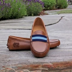 UNC Surcingle Driving Shoes (Dark Navy-Light Blue) (Chestnut Leather-Logo)