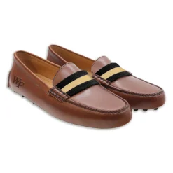 Wake Forest Surcingle Driving Shoes (Black-Dark Khaki) (Chestnut Leather-Logo)